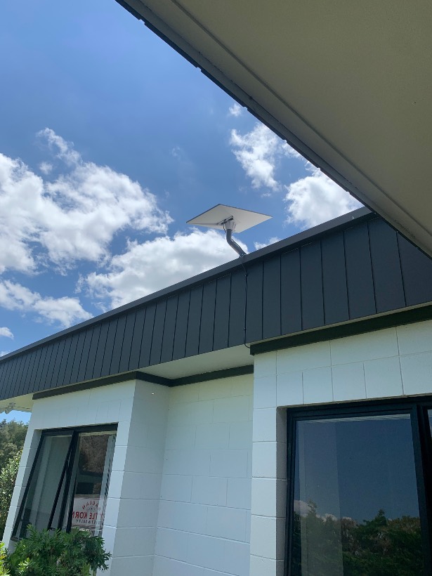 Starlink dish mounted clear of the roofline